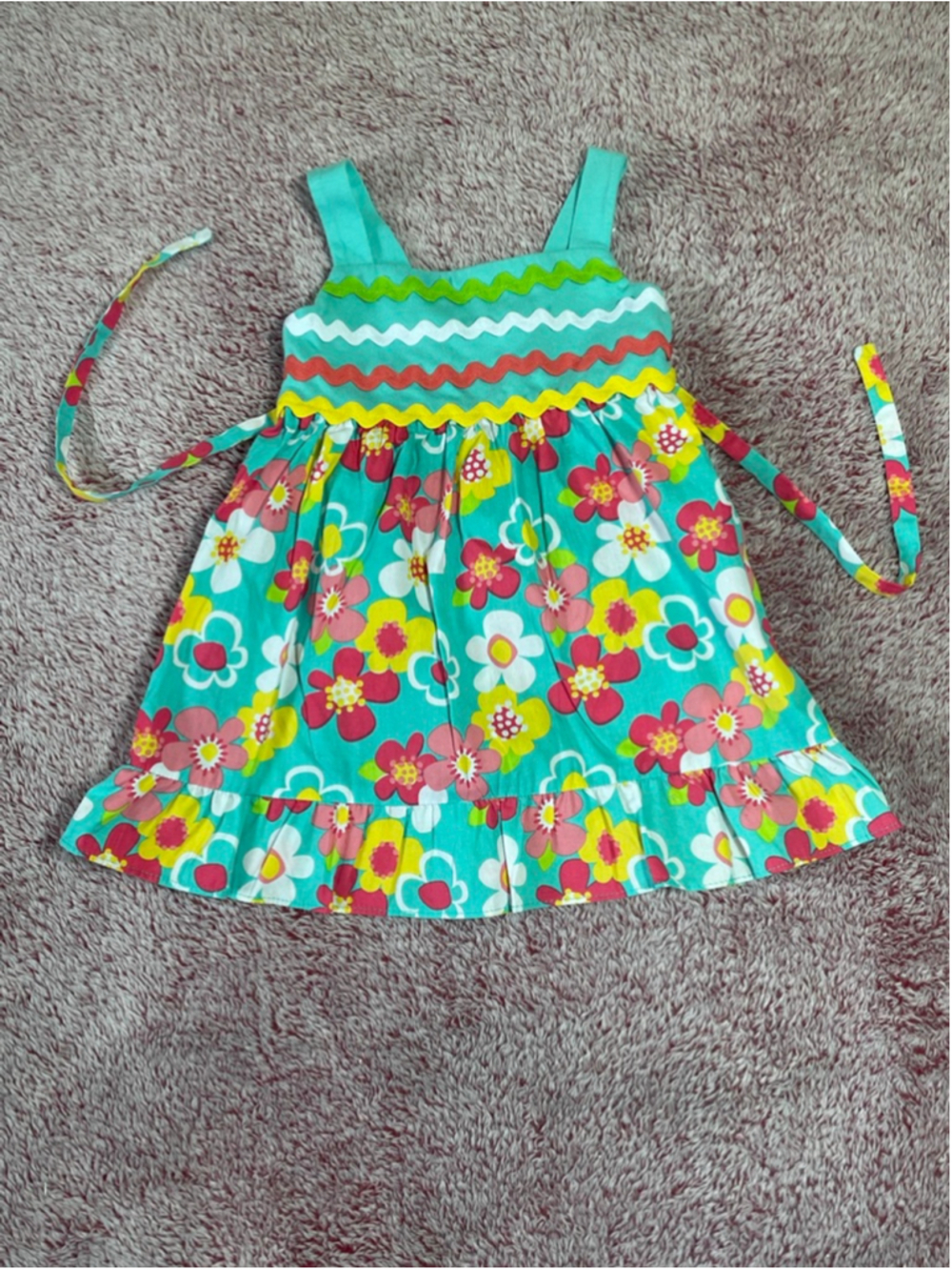 Sweet Heart Rose Toddler Girl Floral Ric Rac Trim sundress 24 months